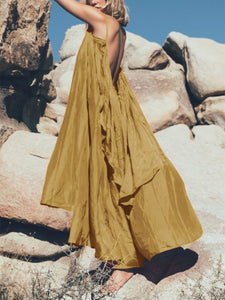 Summer Casual Sexy Backless Sling Loose Maix Dress