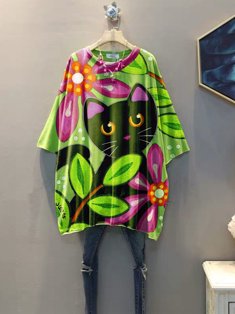 Sweet Floral-print Short Sleeve Shirts & Tops