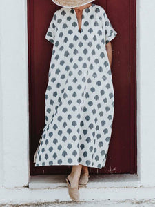 BohemianCasualVintageV-NeckLongDress