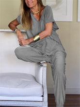 Load image into Gallery viewer, V-neck Short Sleeve Simple Casual Women&#39;s Suit

