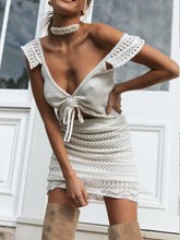 Load image into Gallery viewer, Fashion And Elegant V Neck Top And Skirt Suit
