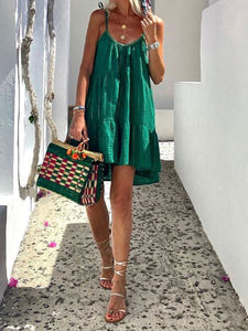 Sling Solid Color V-Neck Dress