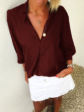 Load image into Gallery viewer, Casual V-Neck Solid Color Shirt
