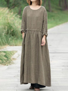 Solid Color Wild Fashion Long Sleeve Dress