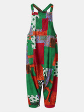 Load image into Gallery viewer, Vintage Printed Sleeveless Loose Overalls Jumpsuit
