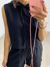 Load image into Gallery viewer, Casual Loose Solid Color Hooded Short Sleeve Two-piece Suit
