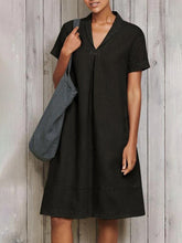 Load image into Gallery viewer, Lapel Solid Color Side Pocket Casual Dress
