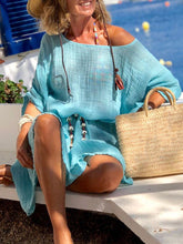 Load image into Gallery viewer, Solid Color Loose Cotton and Linen Dress
