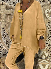 Load image into Gallery viewer, Simple Casual Loose V-Neck Long Sleeved Top Pants Suit
