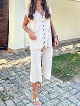 Load image into Gallery viewer, Loose Suit with V-neck Button Embellished Vest
