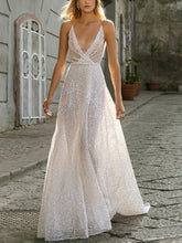Load image into Gallery viewer, Fashion Sexy Sequin Suspenders Deep V-neck Mopping Evening Dress
