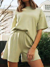 Load image into Gallery viewer, Casual Solid Color Short Sleeve Round Neck Two-piece Suit
