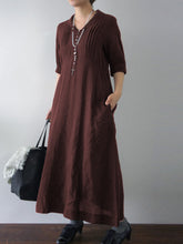 Load image into Gallery viewer, Casual Solid Color Fashion V-neck Dress
