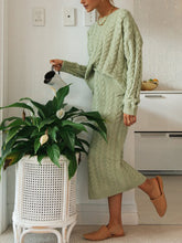 Load image into Gallery viewer, Simple Casual Loose Round Neck Long Sleeved Shirt Skirt Knit Suit
