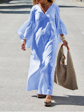Load image into Gallery viewer, Loose Casual V-Neck Large Cuff Dress

