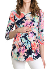 Load image into Gallery viewer, Printed Cropped Sleeves Round Neck Casual Pregnant Maternity Tops
