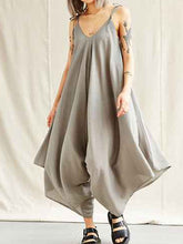 Load image into Gallery viewer, Casual Loose Solid Color V-Neck Sling Jumpsuit
