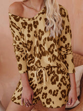 Load image into Gallery viewer, Holiday Round Neck Leopard Print Two-piece Set
