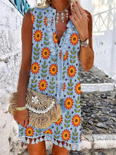 Load image into Gallery viewer, Vintage Bohemian Vintage Floral Tassel Dress
