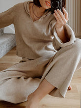 Load image into Gallery viewer, Casual Loose Hooded Top Pants Knitted Suit
