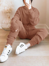 Load image into Gallery viewer, Solid Color Round Neck Long Sleeve Knit Suit
