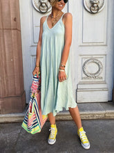 Load image into Gallery viewer, Solid Color Dress with Suspenders
