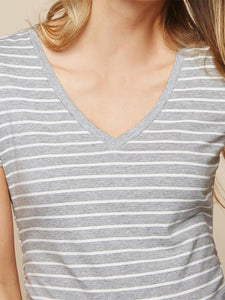 Casual V-neck Stripe Printed Maternity Top