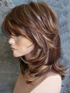 12 Inches Layered Wavy Mixed Red Synthetic Hair Capless Wigs
